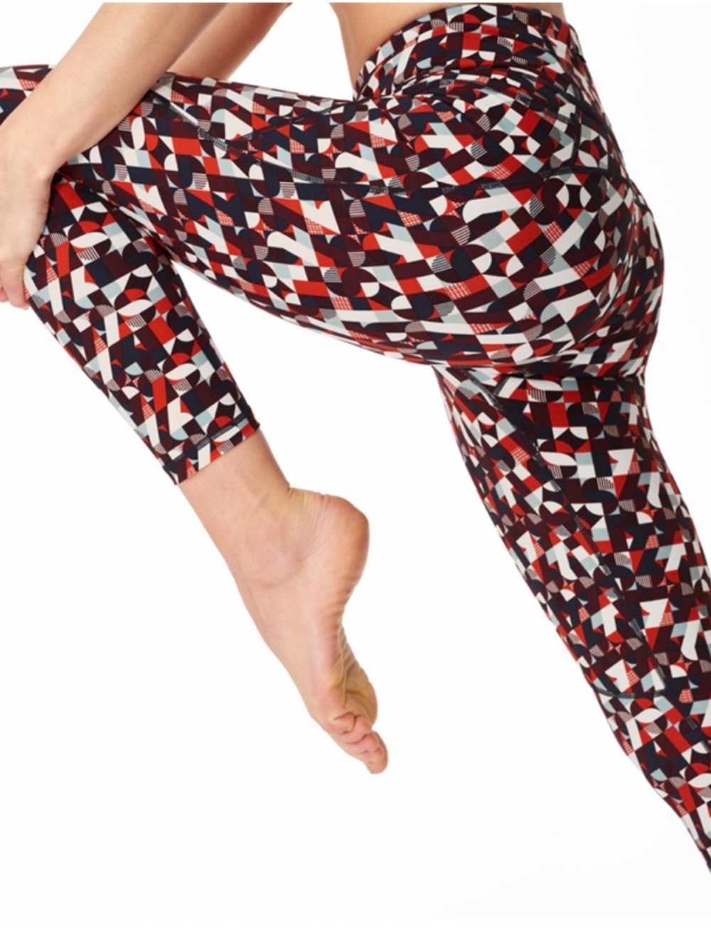 Sweaty Betty Geometric Print Leggings in Red, Navy, White and Blue Size L